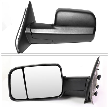 RETROVISORES EXTENDIBLES TOWING MIRROR - 02-08 DODGE RAM 1500 / 03-09 DODGE RAM 2500, 3500 - PAIR - MANUAL W/ HEATED W/ PUDDLE LIGHT - BLACK