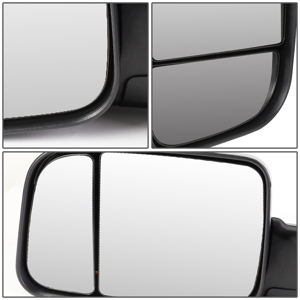 RETROVISORES EXTENDIBLES TOWING MIRROR - 02-08 DODGE RAM 1500 / 03-09 DODGE RAM 2500, 3500 - PAIR - MANUAL W/ HEATED W/ PUDDLE LIGHT - BLACK