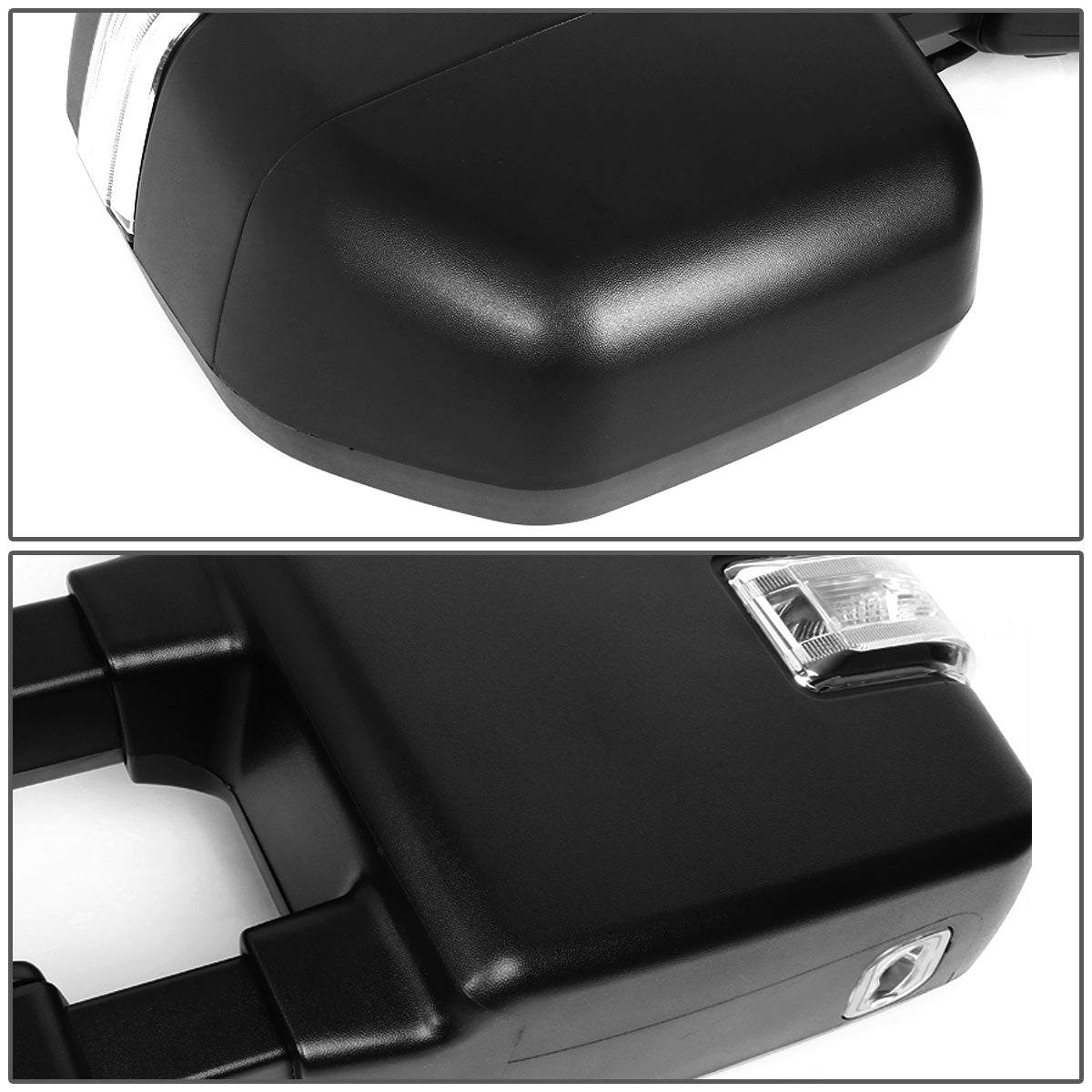RETROVISORES EXTENDIBLES TOWING MIRROR - 99-07 FORD F-250, F-350, F-450, F-550 - PAIR - POWERED W/HEATED - LED AMBER SIGNAL - BLACK