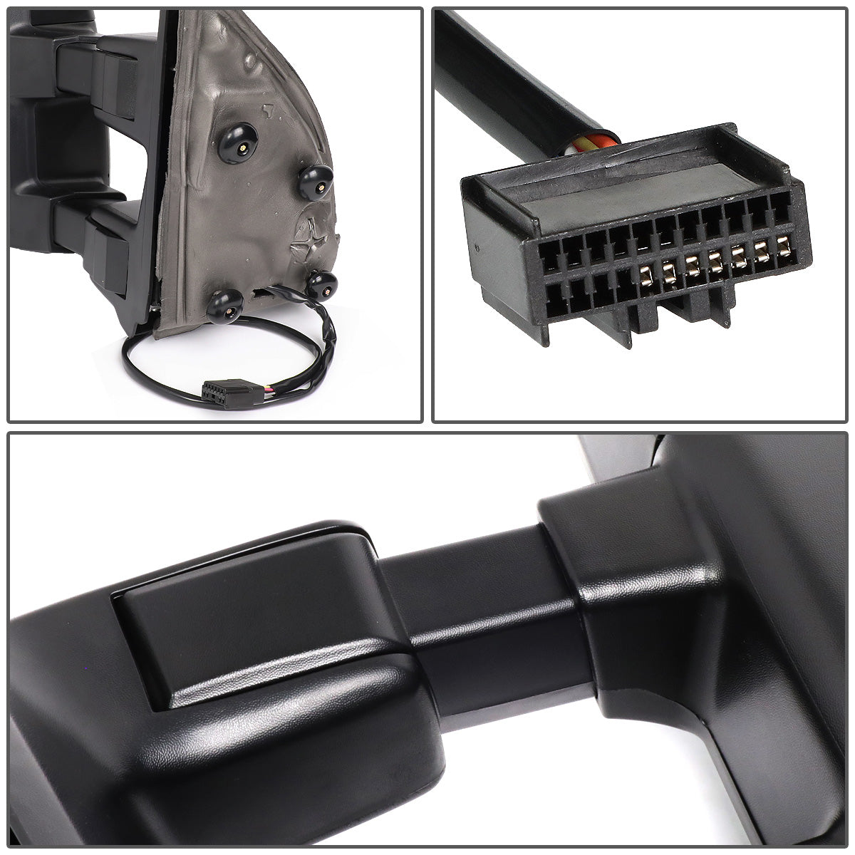 RETROVISORES EXTENDIBLES TOWING MIRROR - 08-16 FORD F-250, F-350, F-450, F-550 - PAIR - POWERED W/ HEATED - LED AMBER SIGNAL - CHROME