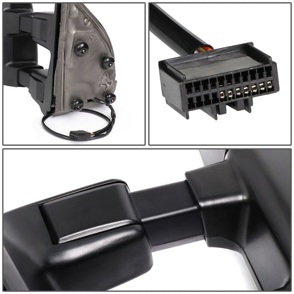 RETROVISORES EXTENDIBLES TOWING MIRROR - 08-16 FORD F-250, F-350, F-450, F-550 - PAIR - POWERED W/ HEATED - LED AMBER SIGNAL - CHROME