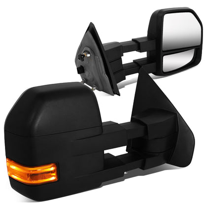 RETROVISORES EXTENDIBLES TOWING MIRROR - 04-14 FORD F-150 - PAIR - MANUAL W/ PUDDLE LIGHT - LED AMBER SIGNAL - BLACK
