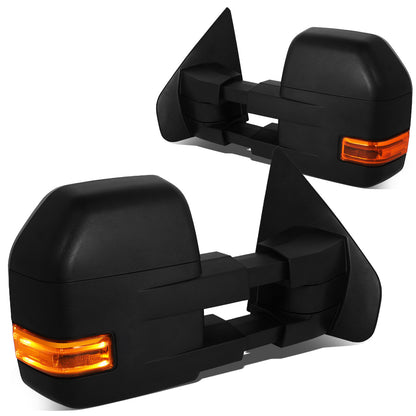 RETROVISORES EXTENDIBLES TOWING MIRROR - 04-14 FORD F-150 - PAIR - MANUAL W/ PUDDLE LIGHT - LED AMBER SIGNAL - BLACK