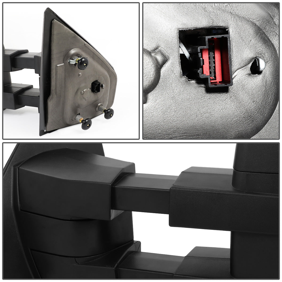 RETROVISORES EXTENDIBLES TOWING MIRROR - 04-14 FORD F-150 - PAIR - MANUAL W/ PUDDLE LIGHT - LED AMBER SIGNAL - BLACK