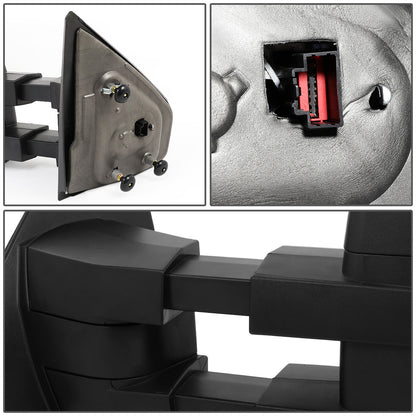 RETROVISORES EXTENDIBLES TOWING MIRROR - 04-14 FORD F-150 - PAIR - MANUAL W/ PUDDLE LIGHT - LED AMBER SIGNAL - BLACK