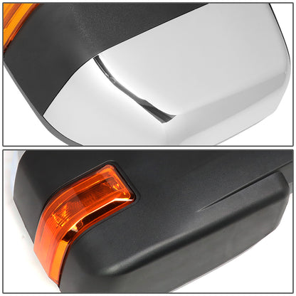 RETROVISORES EXTENDIBLES TOWING MIRROR - 04-14 FORD F-150 - PAIR - MANUAL W/ PUDDLE LIGHT - LED AMBER SIGNAL - CHROME