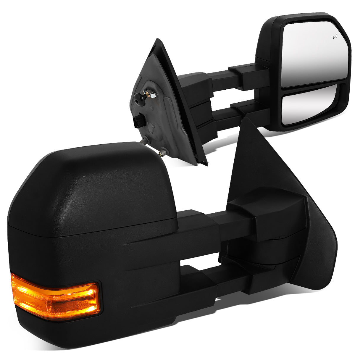 RETROVISORES EXTENDIBLES TOWING MIRROR - 04-14 FORD F-150 - PAIR - POWERED W/HEATED W/PUDDLE LIGHT - AMBER SIGNAL - BLACK