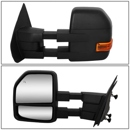 RETROVISORES EXTENDIBLES TOWING MIRROR - 04-14 FORD F-150 - PAIR - POWERED W/HEATED W/PUDDLE LIGHT - AMBER SIGNAL - BLACK