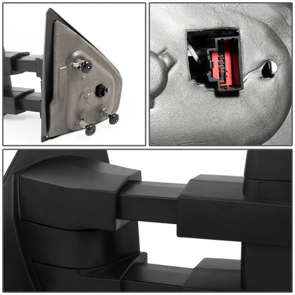 RETROVISORES EXTENDIBLES TOWING MIRROR - 04-14 FORD F-150 - PAIR - POWERED W/HEATED W/PUDDLE LIGHT - AMBER SIGNAL - BLACK