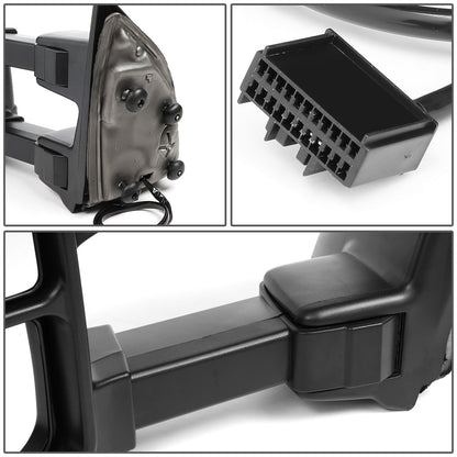 RETROVISORES EXTENDIBLES TOWING MIRROR - 08-16 FORD F-250, F-350, F-450, F-550 SUPER DUTY - PAIR - MANUAL - LED AMBER SIGNAL - BLACK