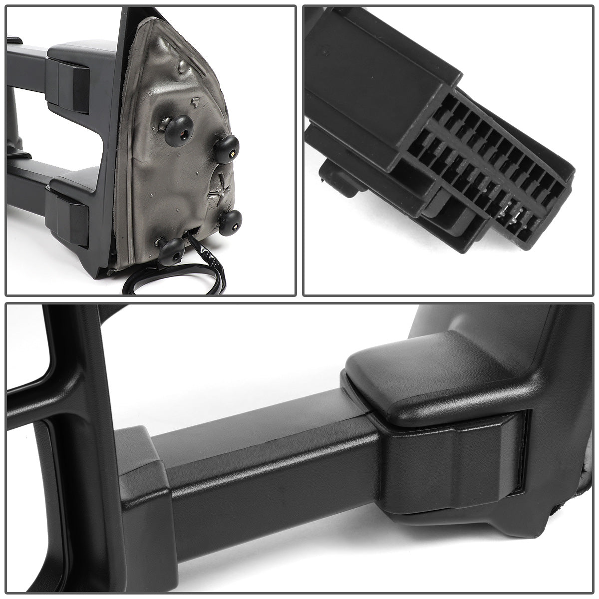 RETROVISORES EXTENDIBLES TOWING MIRROR - 08-16 FORD F-250, F-350, F-450, F-550 SUPER DUTY - PAIR - POWERED W/HEATED - LED AMBER SIGNAL - BLACK