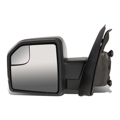 RETROVISORES EXTENDIBLES TOWING MIRROR - 15-18 FORD F-150 - OE STYLE - LEFT - POWERED W/ HEATED W/ PUDDLE LIGHT - ONLY FITS MODELS WITH 22 PIN PLUG / DOES NOT FIT 8 PIN PLUG MODELS - LED AMBER SIGNAL - BLACK