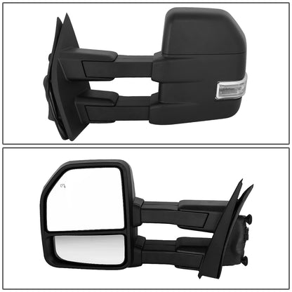 RETROVISORES EXTENDIBLES TOWING MIRROR - 15-18 FORD F-150 - PAIR - POWERED W/HEATED W/ PUDDLE LIGHTS - ONLY FITS MODELS WITH 22PIN PLUG / DOES NOT FIT 8 PIN PLUG MODELS - LED CLEAR SIGNAL - BLACK