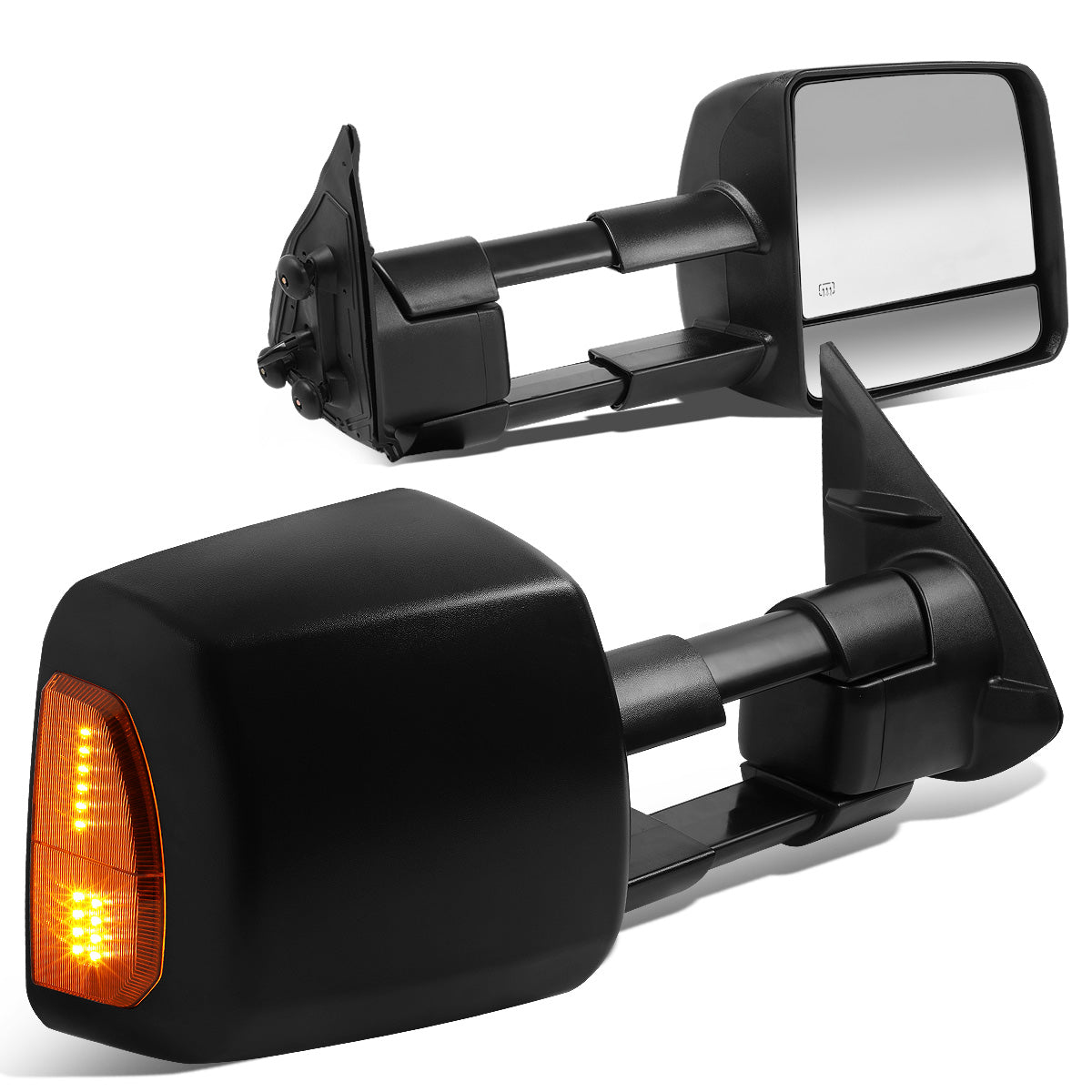 RETROVISORES EXTENDIBLES TOWING MIRROR - 16-19 TOYOTA TACOMA - POWERED W/HEATED W/AMBER SIGNAL - BLACK