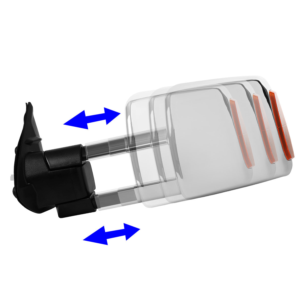 RETROVISORES EXTENDIBLES TOWING MIRROR - 16-19 TOYOTA TACOMA - POWERED W/HEATED W/AMBER SIGNAL - CHROME