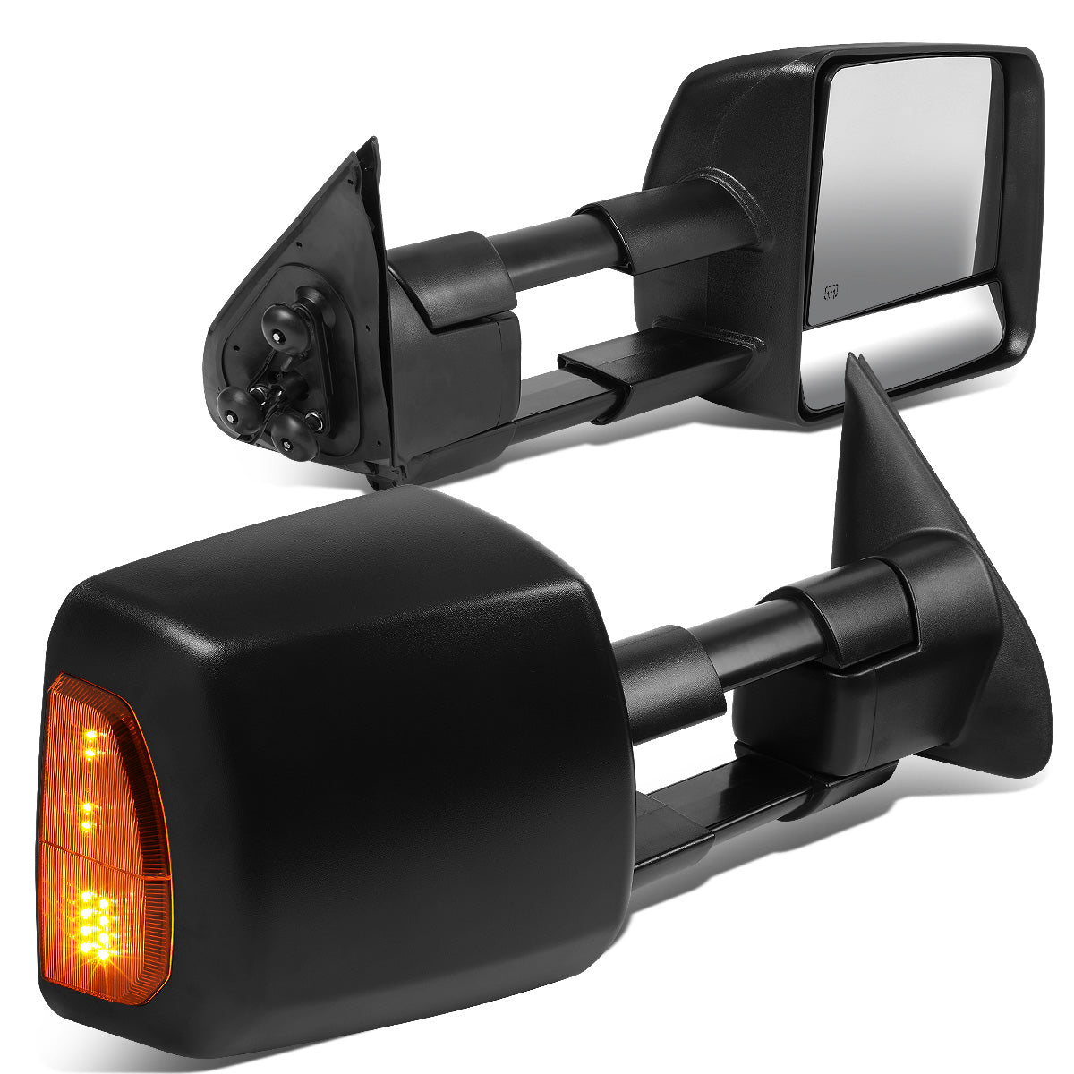 RETROVISORES EXTENDIBLES TOWING MIRROR - 05-15 TOYOTA TACOMA - POWERED W/HEATED W/AMBER SIGNAL - BLACK