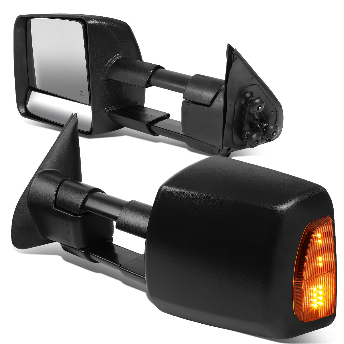 RETROVISORES EXTENDIBLES TOWING MIRROR - 05-15 TOYOTA TACOMA - POWERED W/HEATED W/AMBER SIGNAL - BLACK