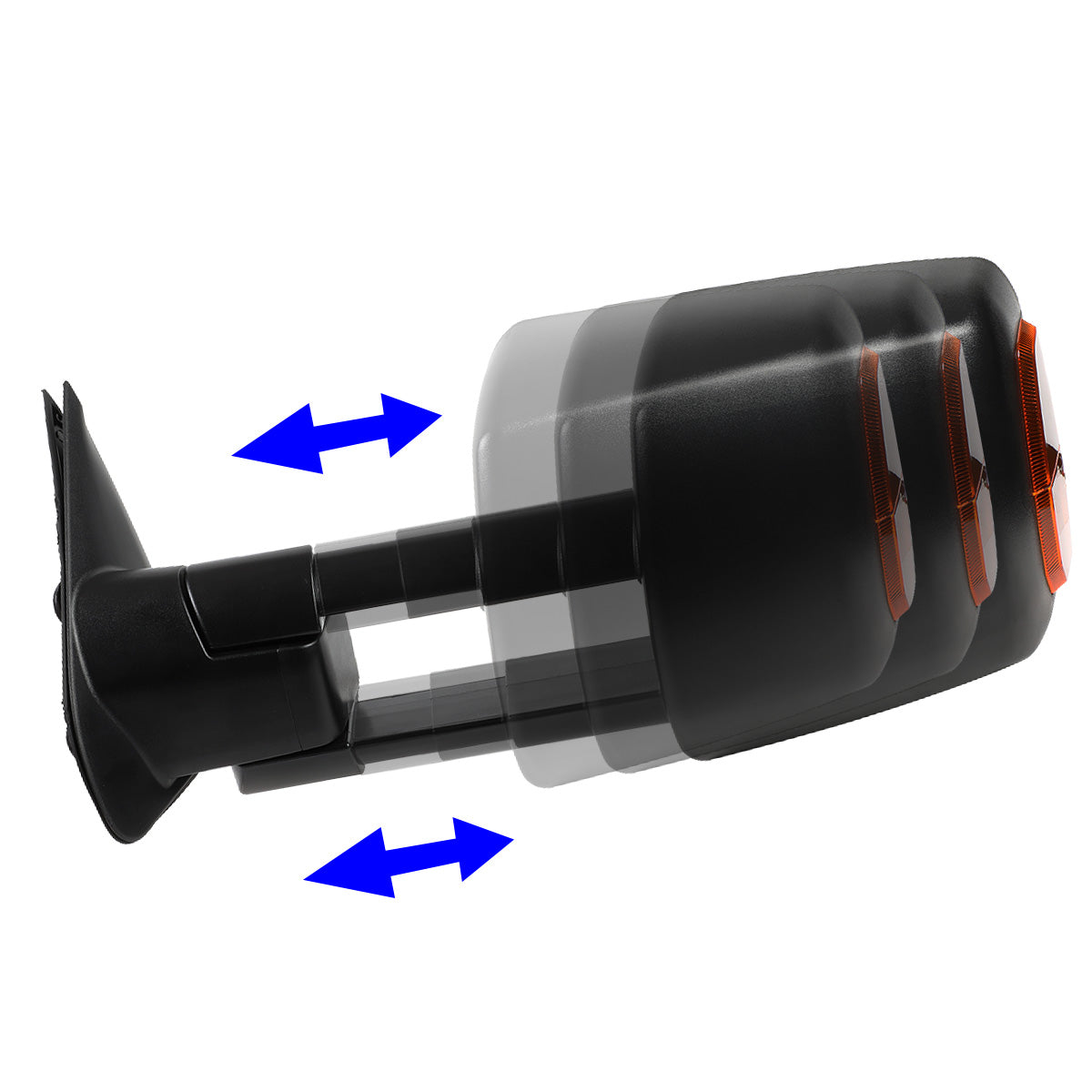 RETROVISORES EXTENDIBLES TOWING MIRROR - 05-15 TOYOTA TACOMA - POWERED W/HEATED W/AMBER SIGNAL - BLACK