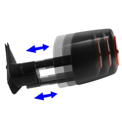 RETROVISORES EXTENDIBLES TOWING MIRROR - 05-15 TOYOTA TACOMA - POWERED W/HEATED W/AMBER SIGNAL - BLACK