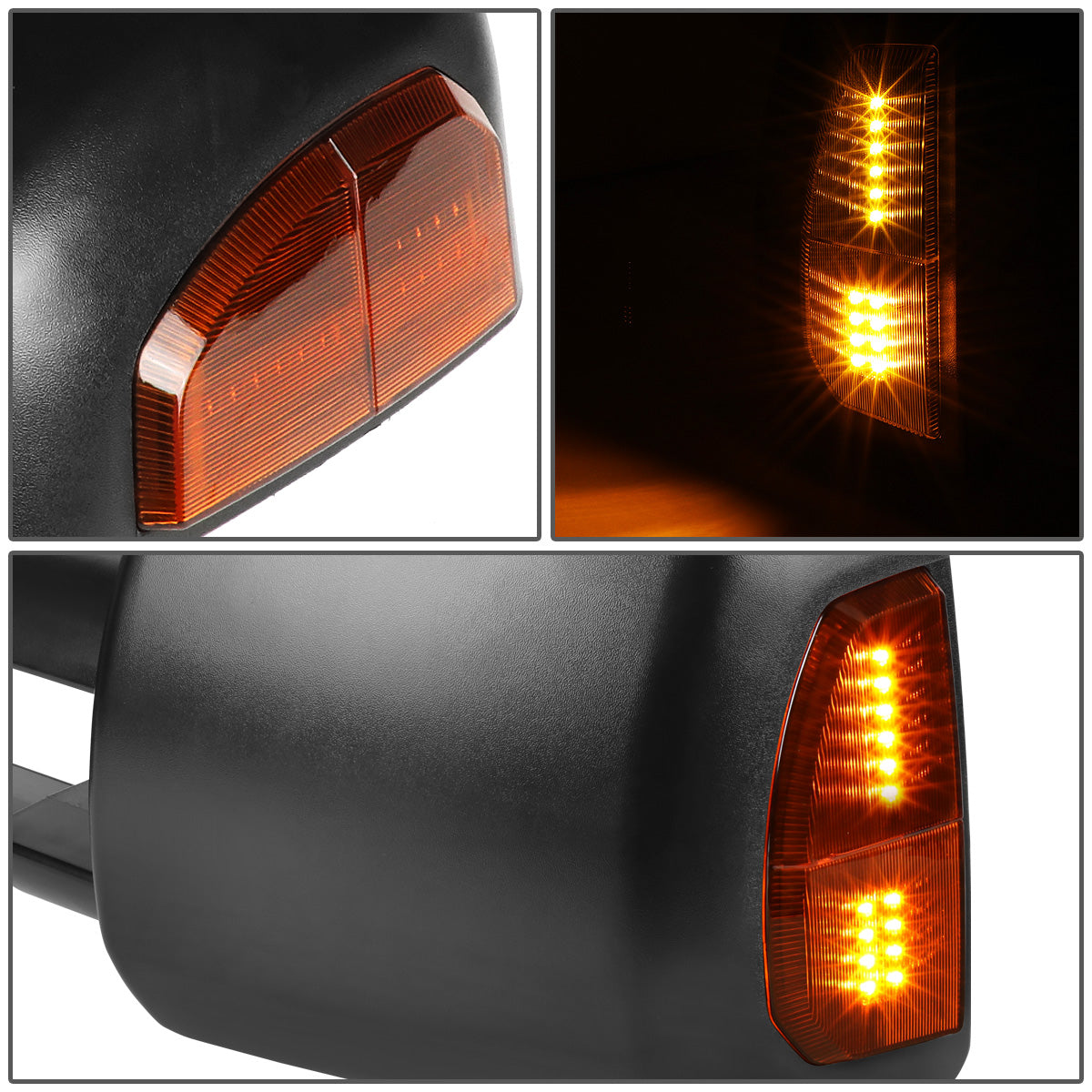 RETROVISORES EXTENDIBLES TOWING MIRROR - 05-15 TOYOTA TACOMA - POWERED W/HEATED W/AMBER SIGNAL - BLACK