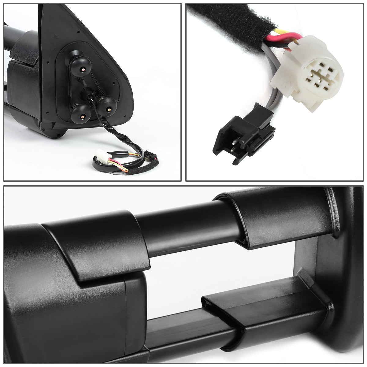 RETROVISORES EXTENDIBLES TOWING MIRROR - 05-15 TOYOTA TACOMA - POWERED W/HEATED W/AMBER SIGNAL - BLACK