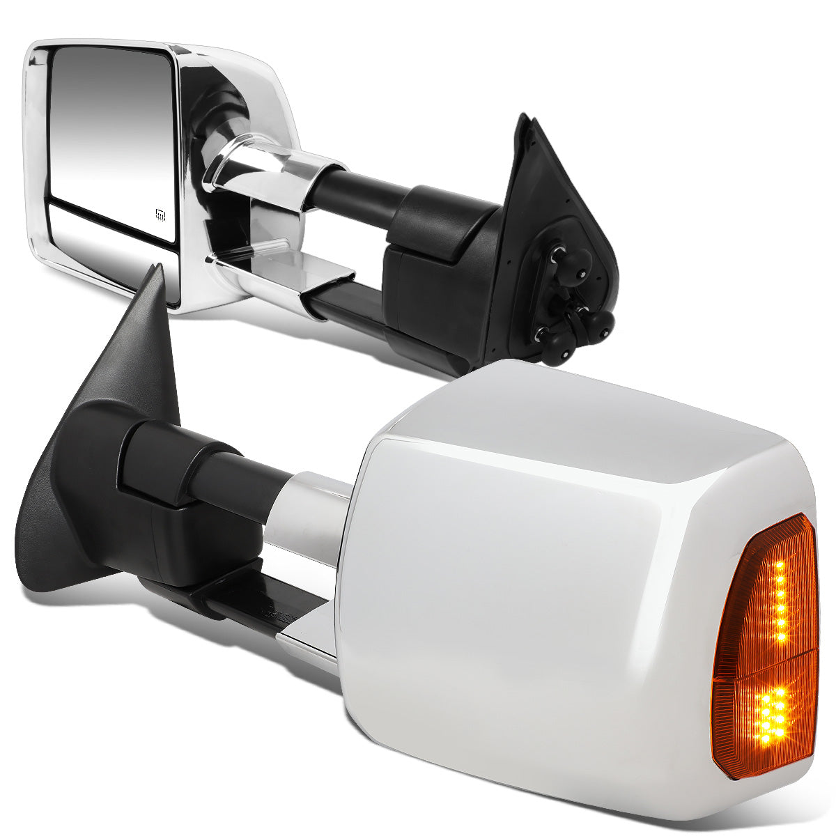 RETROVISORES EXTENDIBLES TOWING MIRROR - 05-15 TOYOTA TACOMA - POWERED W/HEATED W/AMBER SIGNAL - CHROME