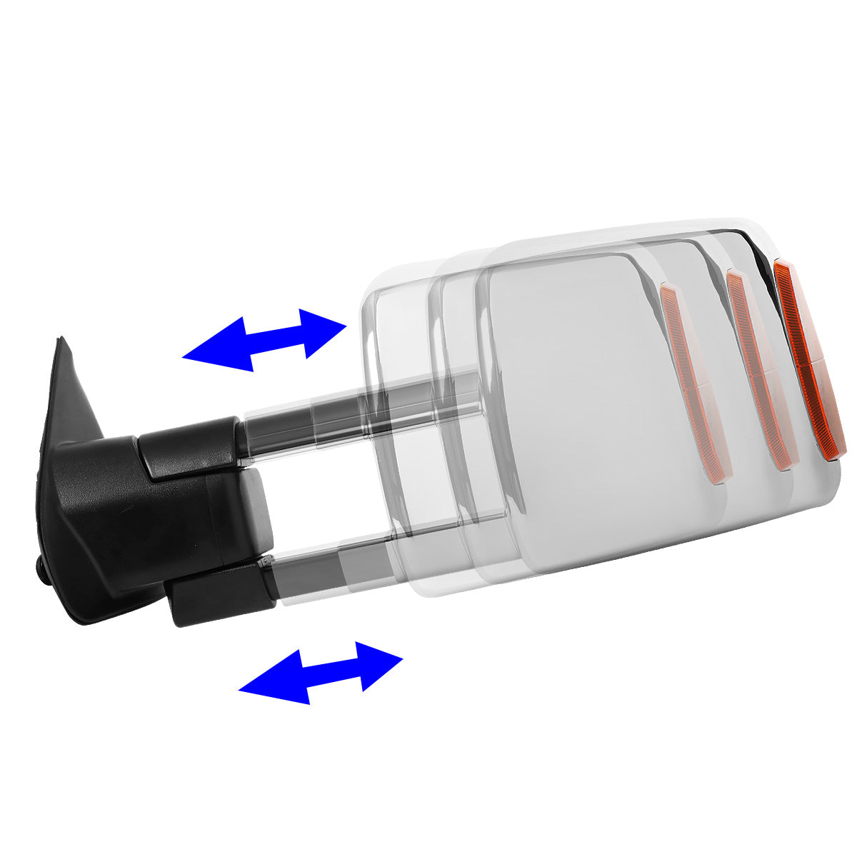 RETROVISORES EXTENDIBLES TOWING MIRROR - 05-15 TOYOTA TACOMA - POWERED W/HEATED W/AMBER SIGNAL - CHROME