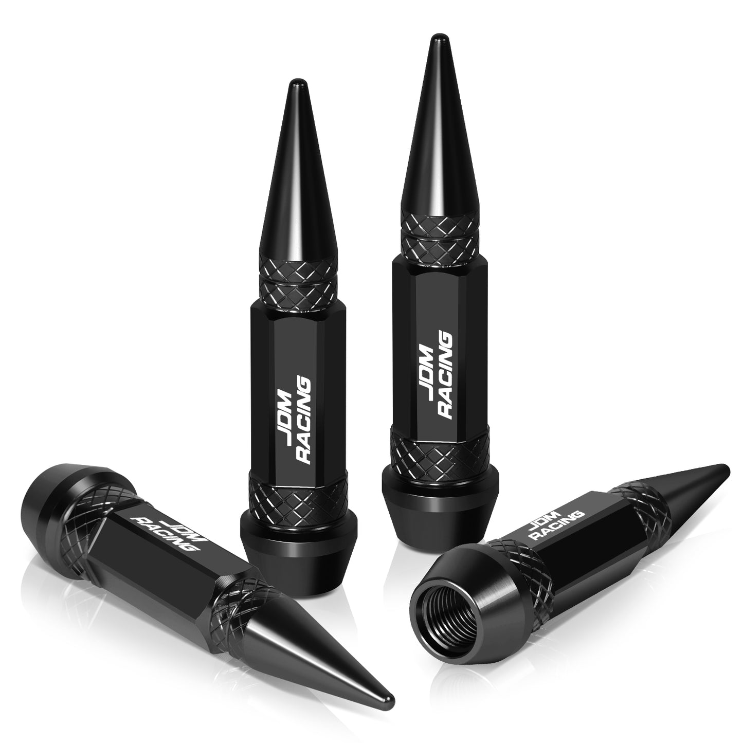 ACCESORIOS 60MM / 2.30" TALL - SPIKED - LUG NUT STYLE - BLACK