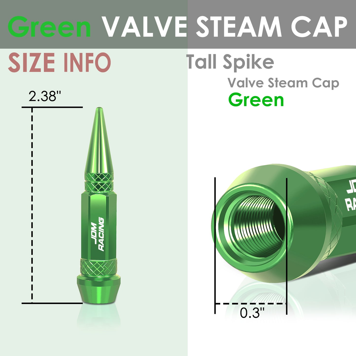 ACCESORIOS 60MM / 2.30" TALL - SPIKED - LUG NUT STYLE - GREEN