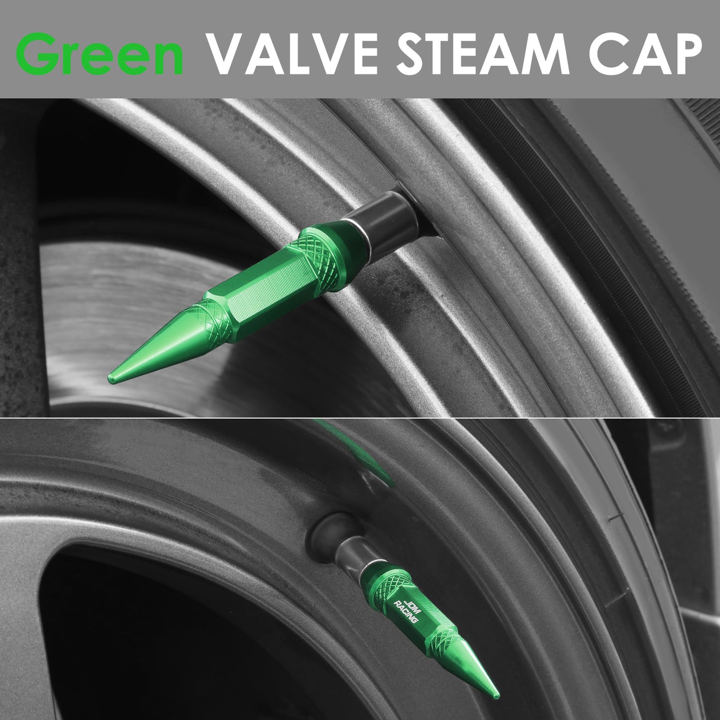 ACCESORIOS 60MM / 2.30" TALL - SPIKED - LUG NUT STYLE - GREEN