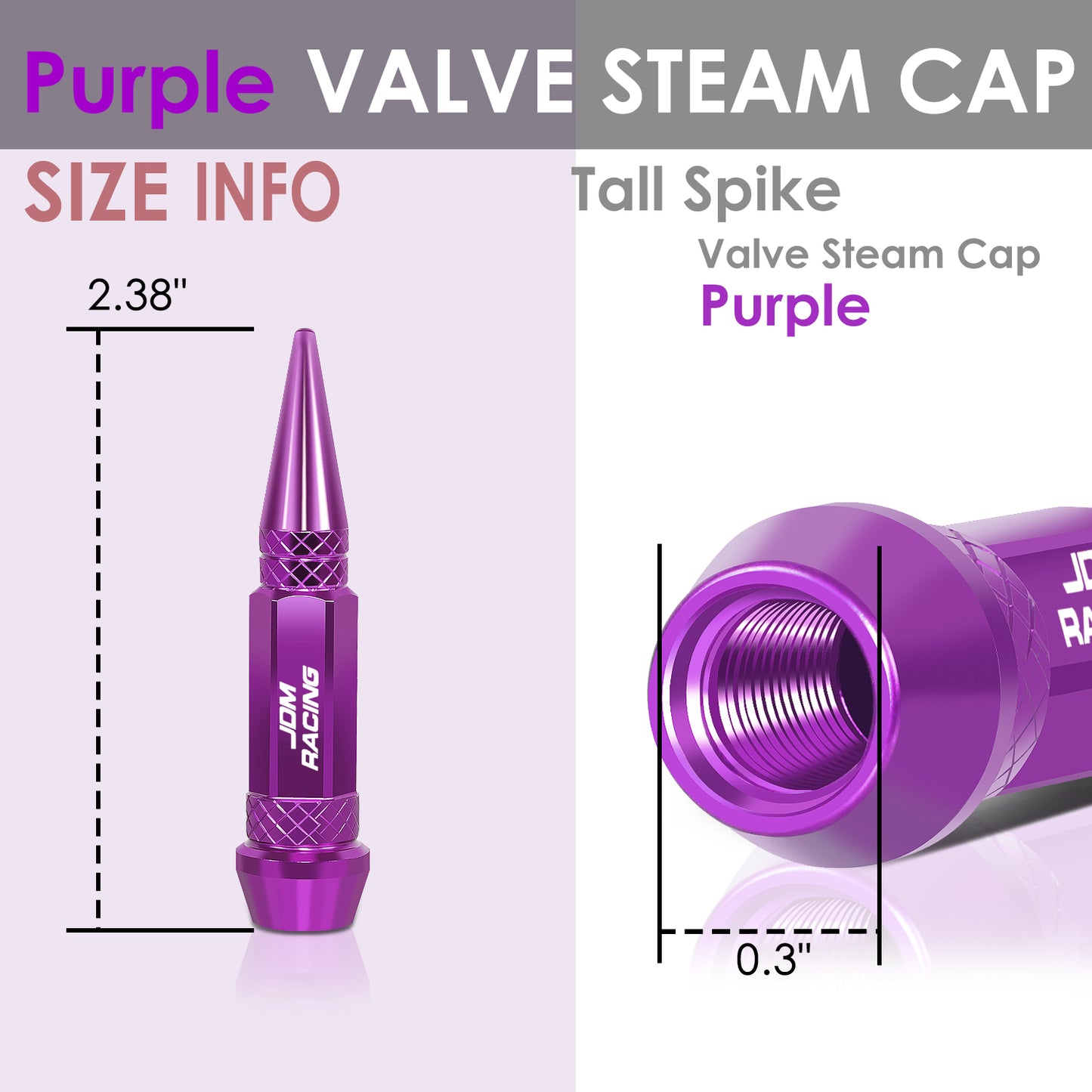 ACCESORIOS 60MM / 2.30" TALL - SPIKED - LUG NUT STYLE - PURPLE
