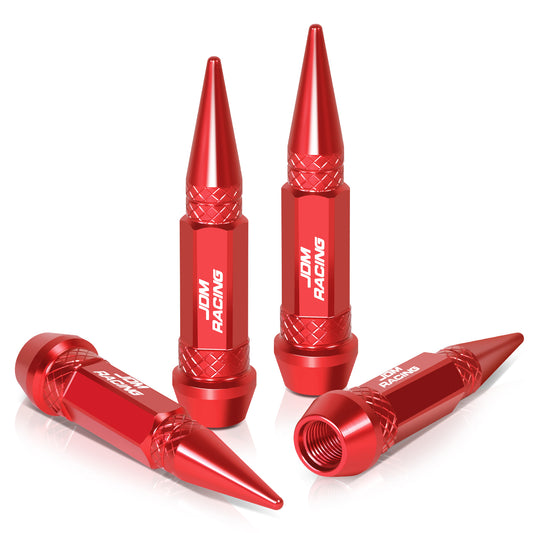 ACCESORIOS 60MM / 2.30" TALL - SPIKED - LUG NUT STYLE - RED
