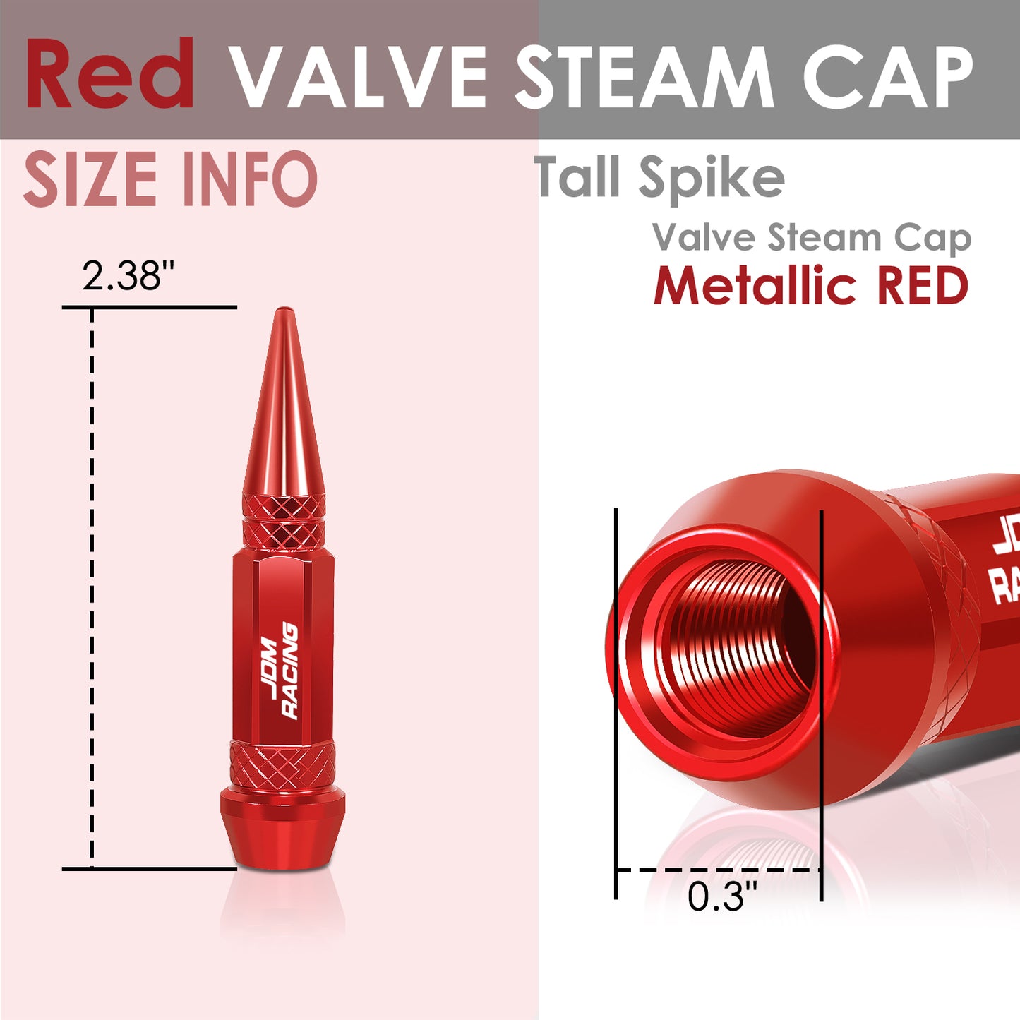 ACCESORIOS 60MM / 2.30" TALL - SPIKED - LUG NUT STYLE - RED