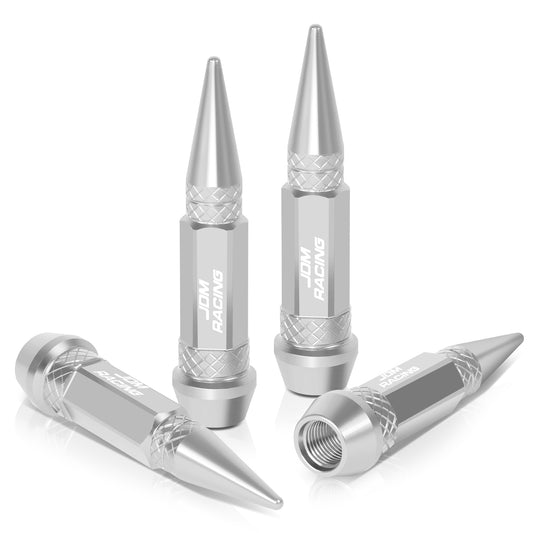 ACCESORIOS 60MM / 2.30" TALL - SPIKED - LUG NUT STYLE - SILVER