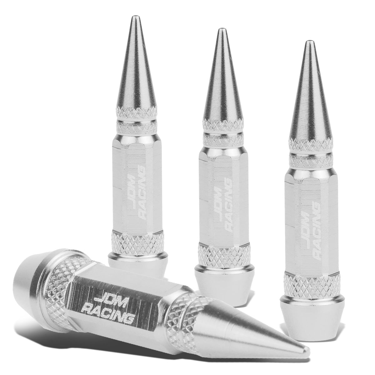 ACCESORIOS 60MM / 2.30" TALL - SPIKED - LUG NUT STYLE - SILVER
