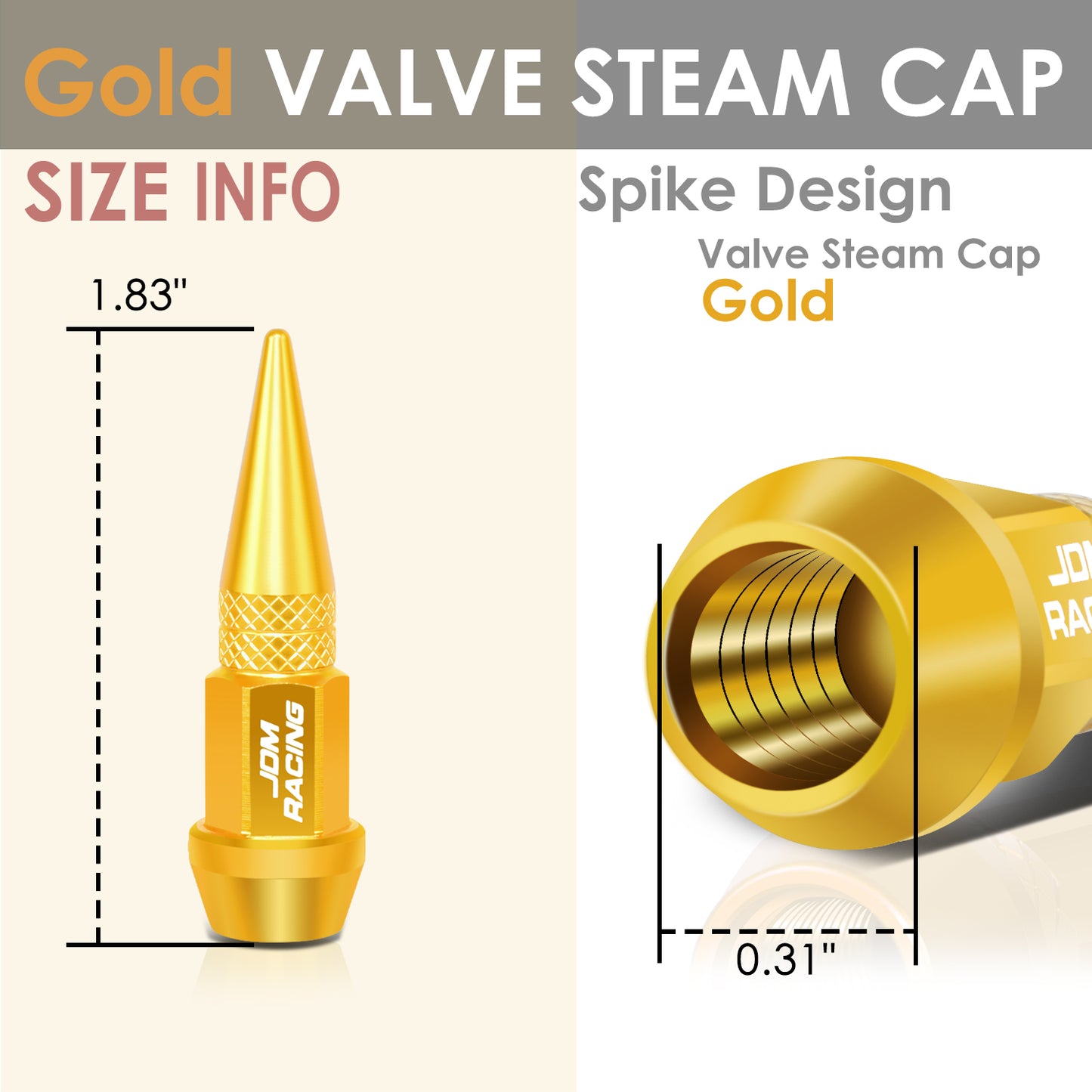 ACCESORIOS 45MM / 1.75" TALL - SPIKED - LUG NUT STYLE - GOLD