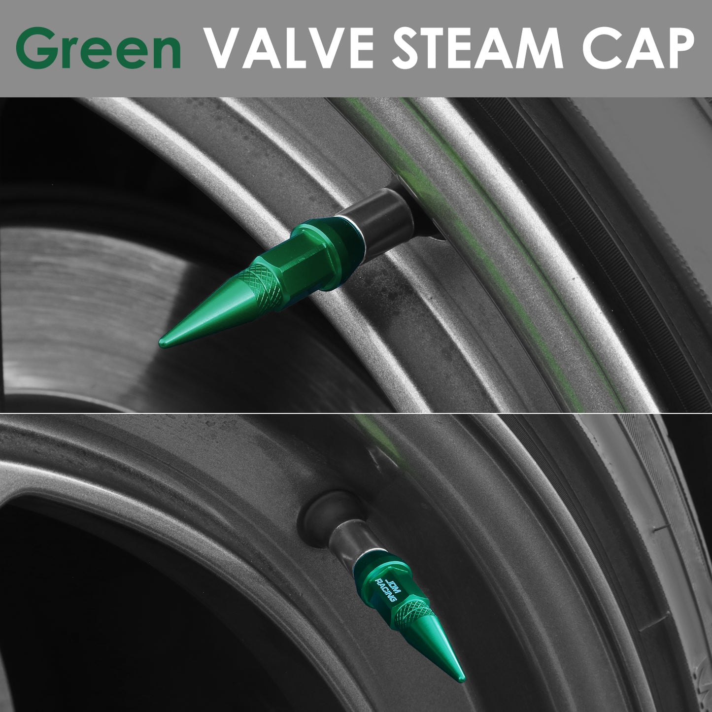 ACCESORIOS 45MM / 1.75" TALL - SPIKED - LUG NUT STYLE - GREEN