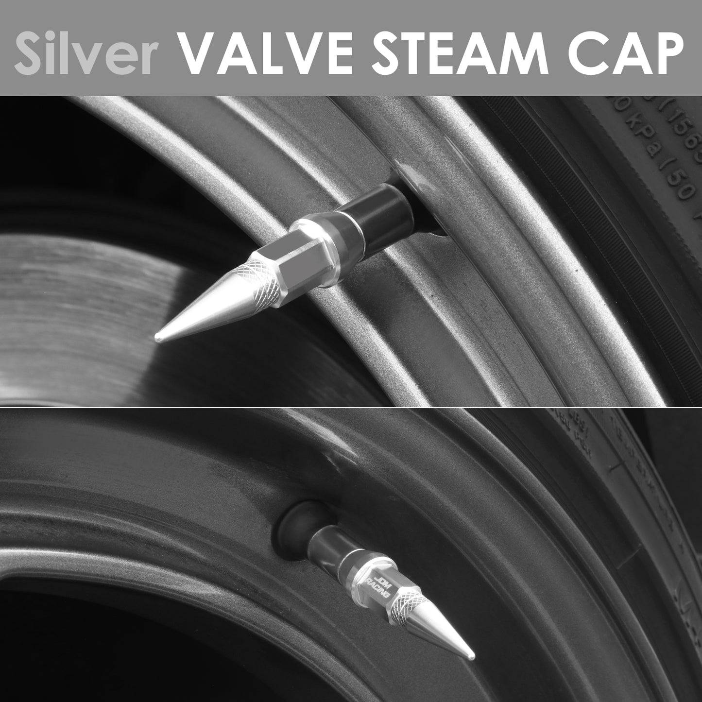 ACCESORIOS 45MM / 1.75" TALL - SPIKED - LUG NUT STYLE - SILVER