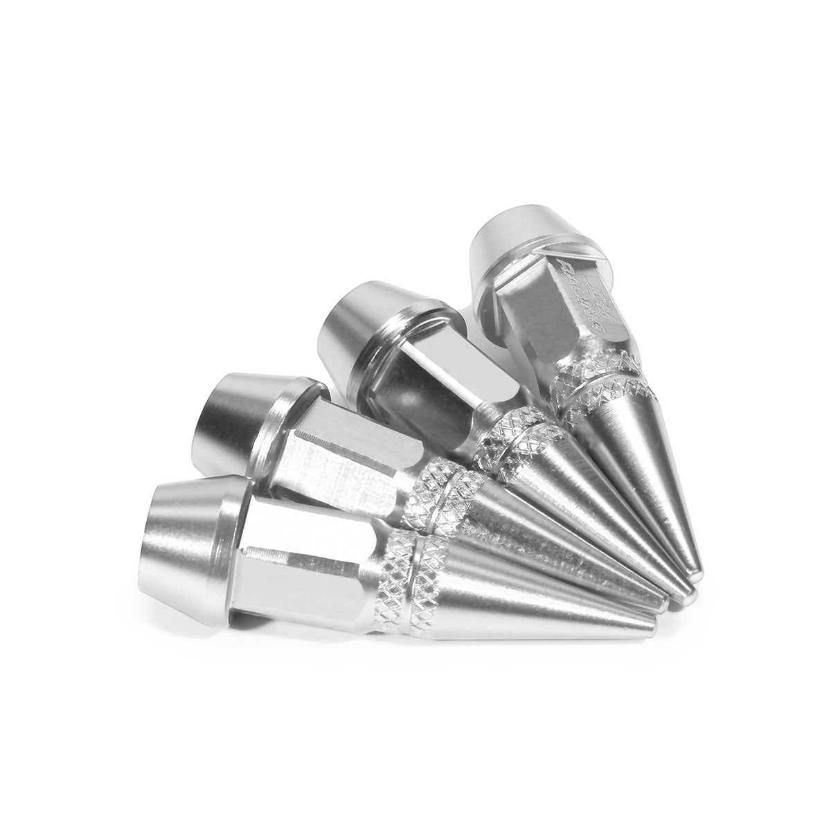 ACCESORIOS 45MM / 1.75" TALL - SPIKED - LUG NUT STYLE - SILVER