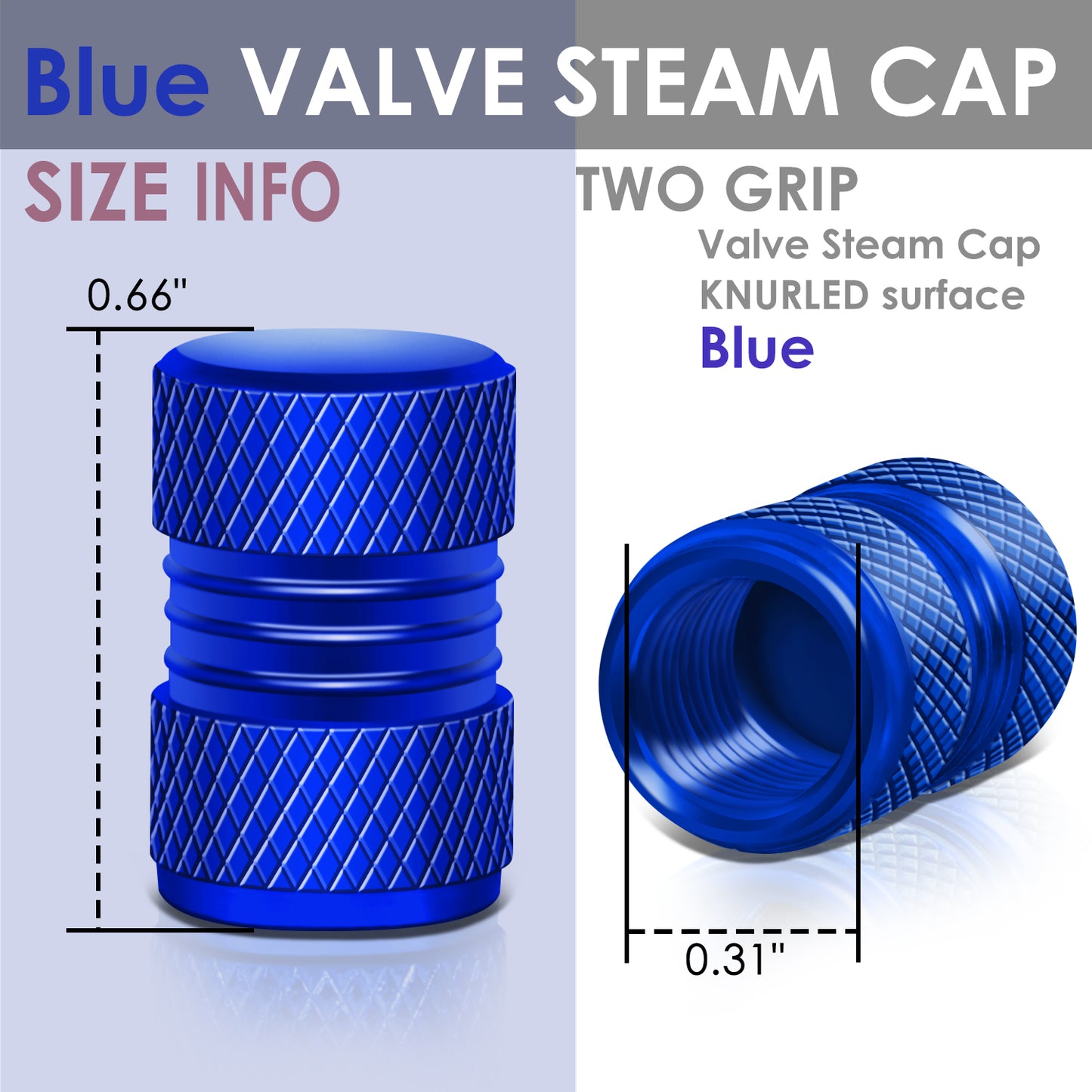 ACCESORIOS 17MM / 1.00" TALL - KNURLED STYLE - BLUE