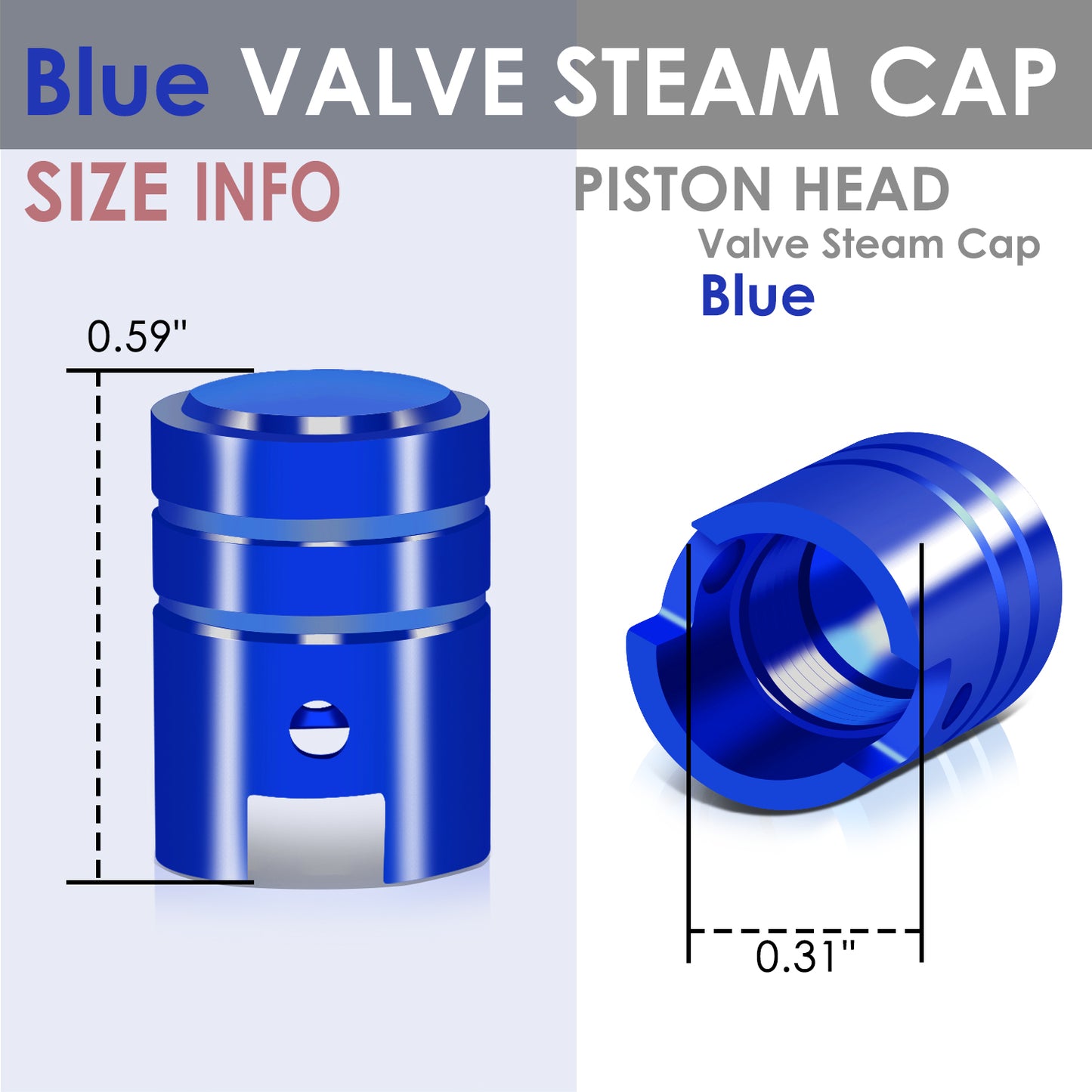 ACCESORIOS 17MM / 1.00" TALL - PISTON STYLE - BLUE
