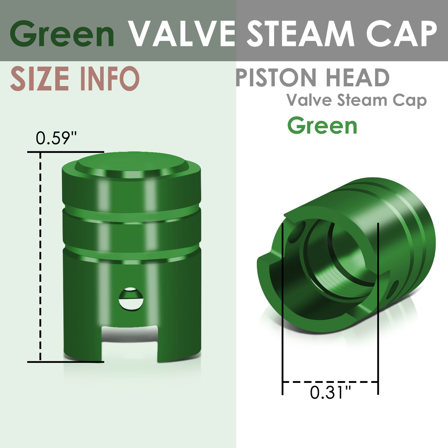 ACCESORIOS 17MM / 1.00" TALL - PISTON STYLE - GREEN