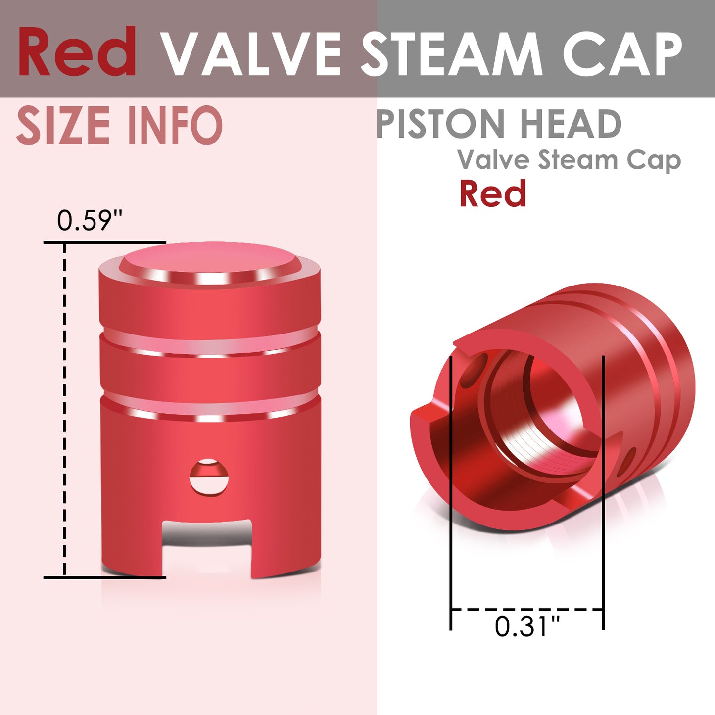 ACCESORIOS 17MM / 1.00" TALL - PISTON STYLE - RED