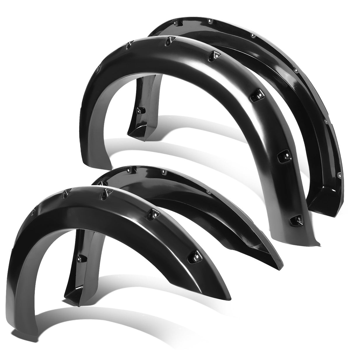 CANTONERAS 99-07 FORD F-250, F-350, F-450 SUPER DUTY - POCKET-RIVETED STYLE - GLOSSY - BLACK