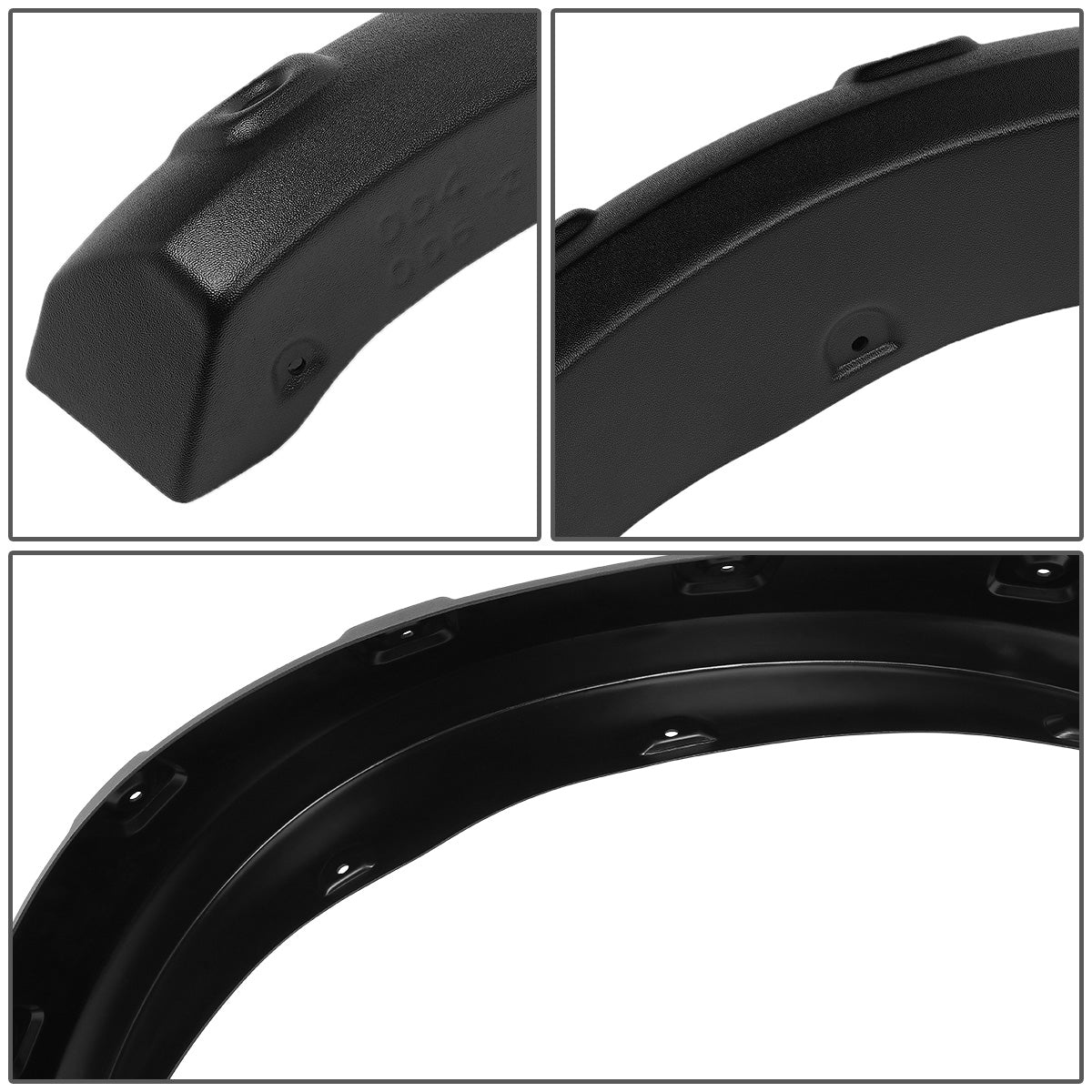 CANTONERAS 10-17 DODGE RAM 2500, 3500 - FITS 76.3", 98.3" FLEETSIDE BED MODELS - FITS DUALLY MODELS - POCKET-RIVETED STYLE - TEXTURED - MATTE BLACK