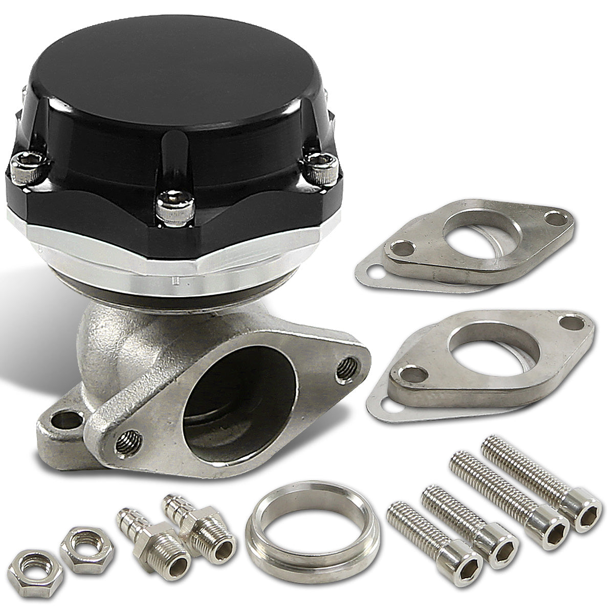 VALVULA DE ALIVIO WASTEGATE - 38MM - CAST STEEL - SHORTY - 7PSI / 13PSI - BLACK