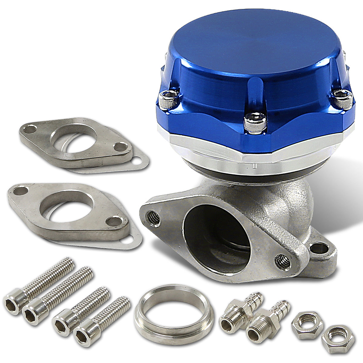 VALVULA DE ALIVIO WASTEGATE - 38MM - CAST STEEL - SHORTY - 7PSI / 13PSI - BLUE