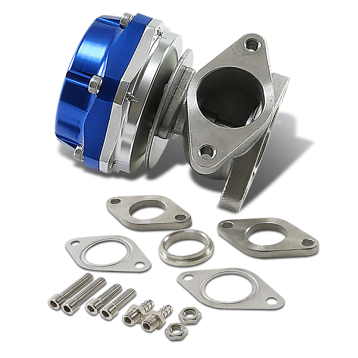 VALVULA DE ALIVIO WASTEGATE - 38MM - CAST STEEL - SHORTY - 7PSI / 13PSI - BLUE