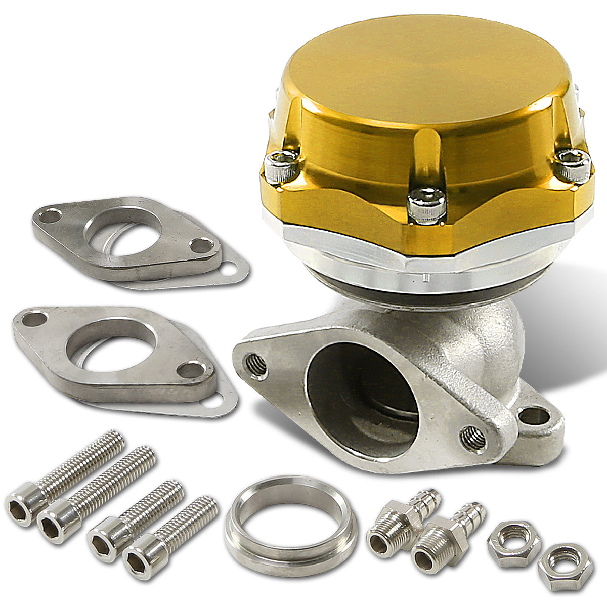 VALVULA DE ALIVIO WASTEGATE - 38MM - CAST STEEL - SHORTY - 7PSI / 13PSI - GOLD