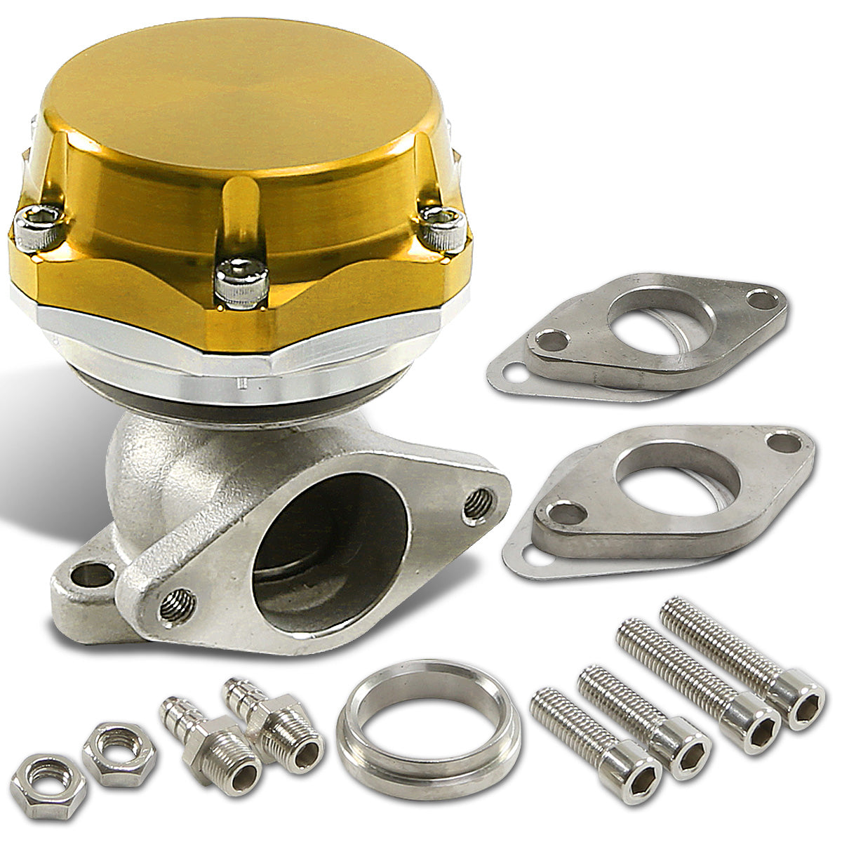 VALVULA DE ALIVIO WASTEGATE - 38MM - CAST STEEL - SHORTY - 7PSI / 13PSI - GOLD